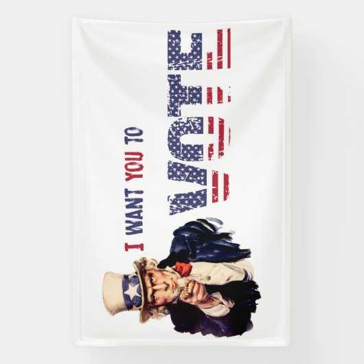 Oom Sam, ik wil dat je gaat stemmen Spandoek (Verticaal)