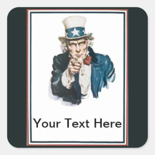 Oom Sam ik wil dat je hier Jouw tekst aanpast Vierkante Sticker