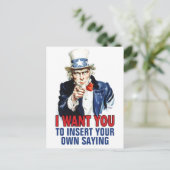 Oom Sam - Ik wil dat je je aangepaste tekst opneem Briefkaart (Staand voorkant)