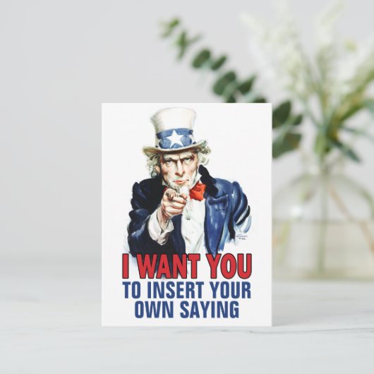 Oom Sam - Ik wil dat je je aangepaste tekst opneem Briefkaart (Staand voorkant)