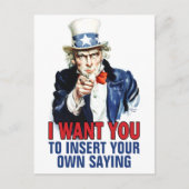 Oom Sam - Ik wil dat je je aangepaste tekst opneem Briefkaart (Voorkant)