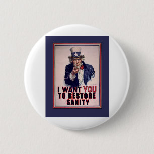 Oom Sam ik wil dat je Sanity Tshirts herstelt Ronde Button 5,7 Cm