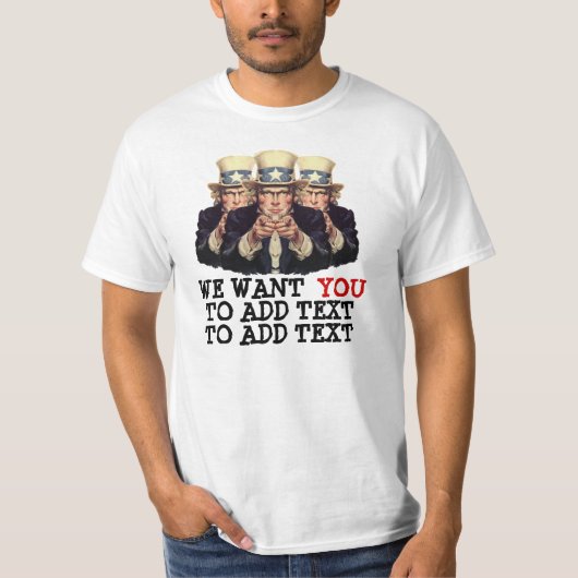 Oom Sam ik wil dat je Sjabloon voor tekst toevoegt T-shirt (Voorkant)