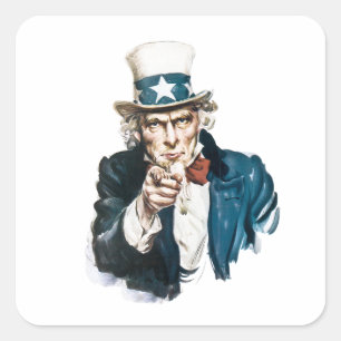 Oom Sam ik wil je aanpassen met Jouw tekst Vierkante Sticker