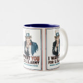 Oom Sam: "Ik wil je!" Tweekleurige Koffiemok (Voorkant rechts)