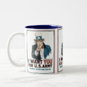 Oom Sam: "Ik wil je!" Tweekleurige Koffiemok (Links)