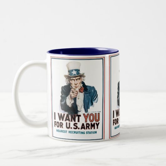 Oom Sam: "Ik wil je!" Tweekleurige Koffiemok (Links)