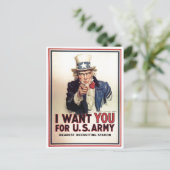 Oom Sam ik wil je voor het leger van de VS Briefkaart (Staand voorkant)