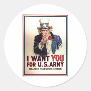 Oom Sam ik wil je voor het leger van de VS Ronde Sticker
