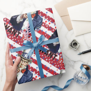 Oom Sam Ik Wil Jou Met Sterren En Strepen  Cadeaupapier