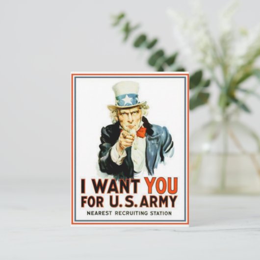 Oom Sam ik wil jullie leger Briefkaart (Staand voorkant)