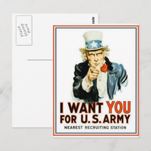 Oom Sam ik wil jullie leger Briefkaart (Voorkant / Achterkant)