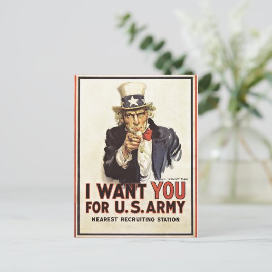 oom Sam ik wil jullie WWI Propaganda VS Briefkaart (Staand voorkant)