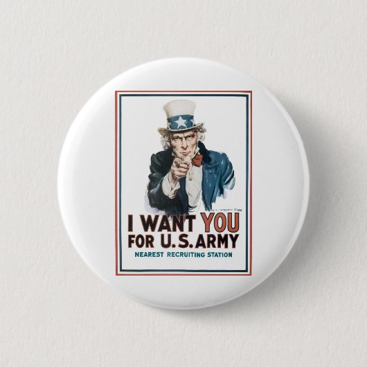 Oom Sam "ik wil U! " Ronde Button 5,7 Cm (Voorkant)