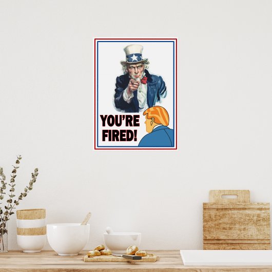 Oom Sam: "Je bent bang!" Trump. Wit Poster (Keuken)