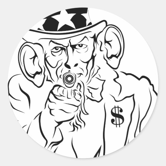 Oom Sam Klassieke Ronde Sticker (Voorkant)