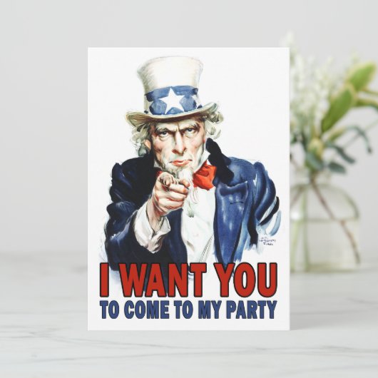  oom Sam - kom naar mijn partij Kaart (Staand voorkant)