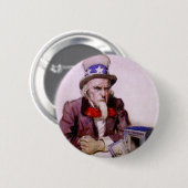 Oom Sam met een lege schatkist Ronde Button 5,7 Cm (Voorkant /achterkant)