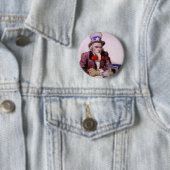 Oom Sam met een lege schatkist Ronde Button 5,7 Cm (In situ)