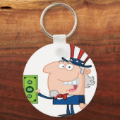Oom Sam met het houden van een dollar rekening Sleutelhanger (Voorkant)
