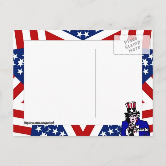 Oom Sam met sterren & Stripes Achtergrond Briefkaart (Achterkant)