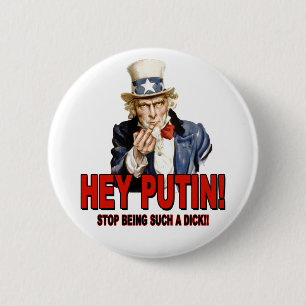 Oom Sam Middenvinger Hé Putin Eikel Ronde Button 5,7 Cm