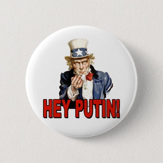 Oom Sam Middenvinger Hé Putin  Ronde Button 5,7 Cm (Voorkant)
