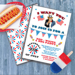 Oom Sam op 4 juli Barbecue bbq party Kaart