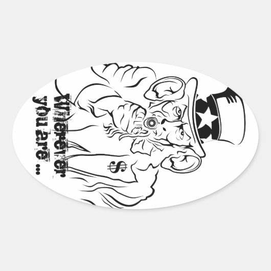 Oom Sam Ovale Sticker (Voorkant)