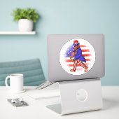 Oom Sam Patriottische Vlag Dragend Bigfoot 4 juli Sticker (Laptop op bureau)