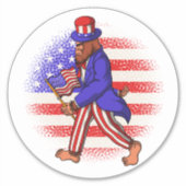 Oom Sam Patriottische Vlag met Bigfoot 4 juli Sticker (Voorkant)