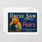 Oom Sam Pear Crate LabelWapato, WA Briefkaart (Voorkant / Achterkant)