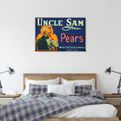 Oom Sam Pear Crate LabelWapato, WA Canvas Afdruk (Insitu (Slaapkamer))