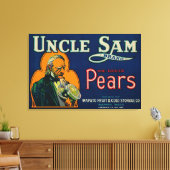 Oom Sam Pear Crate LabelWapato, WA Canvas Afdruk (Insitu (Woonkamer))