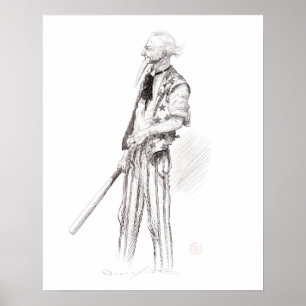 Oom Sam Plays Ball, Art Print