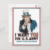 Oom Sam Poster, Amerika. Ik wil dat je... Briefkaart (Voorkant / Achterkant)