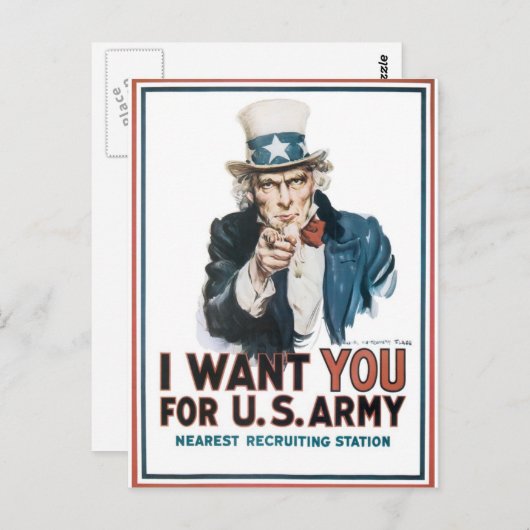 Oom Sam Poster, Amerika. Ik wil dat je... Briefkaart (Voorkant / Achterkant)