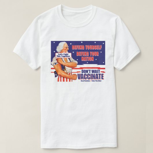 Oom Sam Retro Vaccinaat voegt je eigen slogan toe T-shirt (Design voorkant)