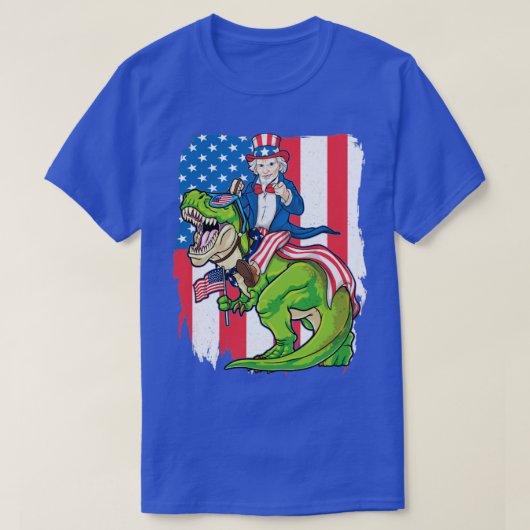 oom Sam Riding Dinosaur 4 juli t rex Ameris T-shirt (Design voorkant)
