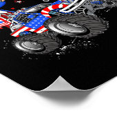 Oom Sam Riding Monster Truck 4 juli grappig Poster (Hoek)