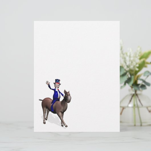 Oom Sam Riding op Donkey (Staand voorkant)
