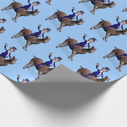 Oom Sam Riding op Donkey Cadeaupapier (Hoek)