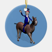Oom Sam Riding op Donkey Keramisch Ornament (Voorkant)