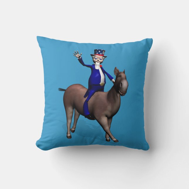 Oom Sam Riding op Donkey Kussen (Voorkant)