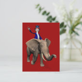 Oom Sam Riding op Elephant Briefkaart (Staand voorkant)