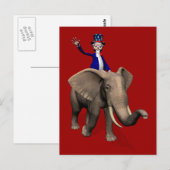 Oom Sam Riding op Elephant Briefkaart (Voorkant / Achterkant)