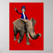 Oom Sam Riding op Elephant Poster (Voorkant)