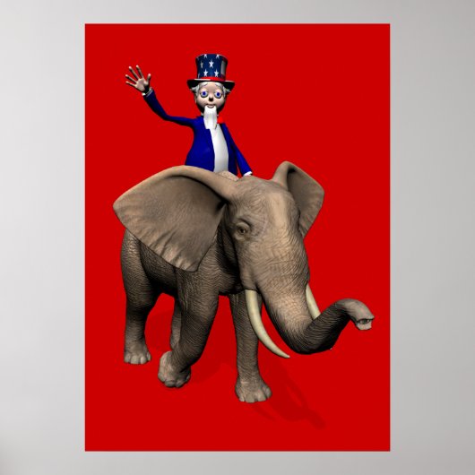 Oom Sam Riding op Elephant Poster (Voorkant)