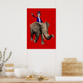 Oom Sam Riding op Elephant Poster (Keuken)