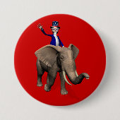 Oom Sam Riding op Elephant Ronde Button 7,6 Cm (Voorkant)